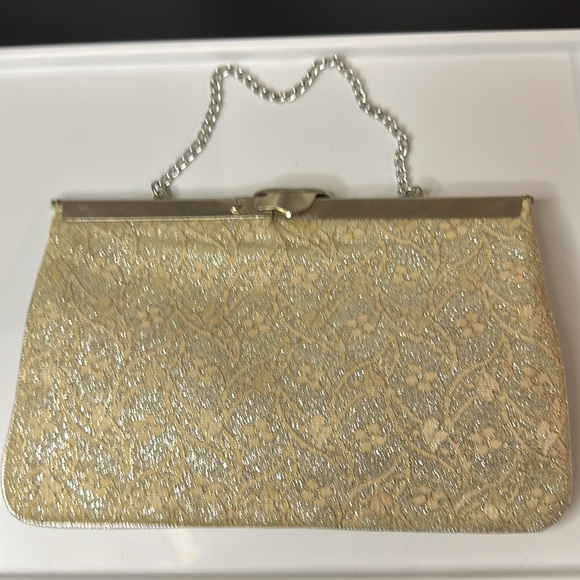 Hinged clutch with lace and silver sparkle detail - Picture 2 of 5